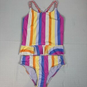 Hurley Girls Tankini Colorful Striped Size 14/16